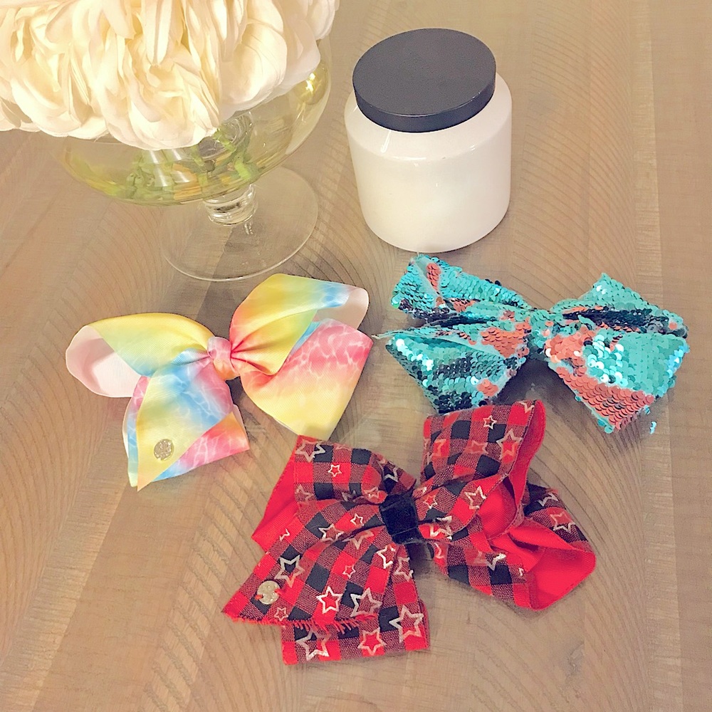 3 Large Justice Bows + other hair accessories